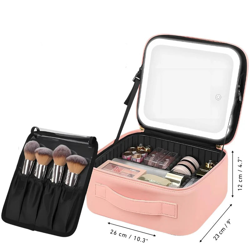 LumiGlow – Makeup Taske med Spejl og LED-lys