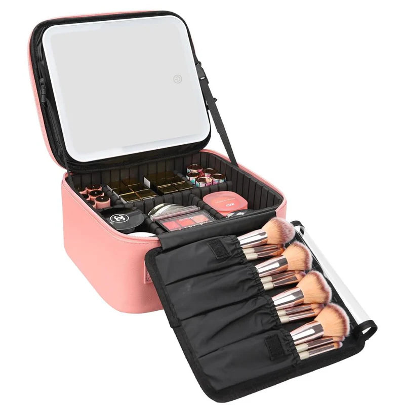 LumiGlow – Makeup Taske med Spejl og LED-lys